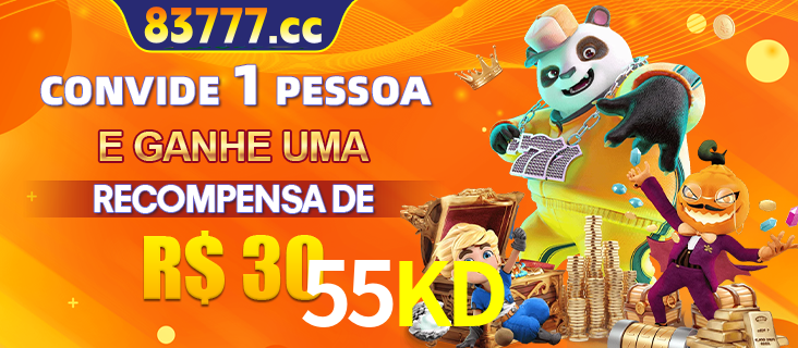 Banner institucional da 55KD sobre parceria de marcas e criação de uma marca de excelência, apresentando os mascotes de jogos populares como o Fortune Tiger.
