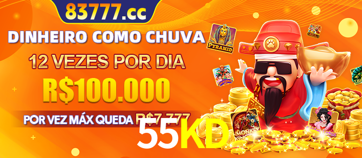 Banner do programa de recompensas Recomende para amigos do 55KD, detalhando os bônus por convidar amigos, com prêmios que chegam a R$288.888.