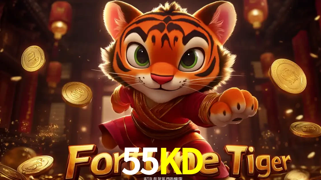 O carismático mascote do jogo de slot Fortune Tiger, um tigre fofo em pose de artes marciais, pronto para trazer sorte e multiplicadores de ganhos no cassino online 55KD.