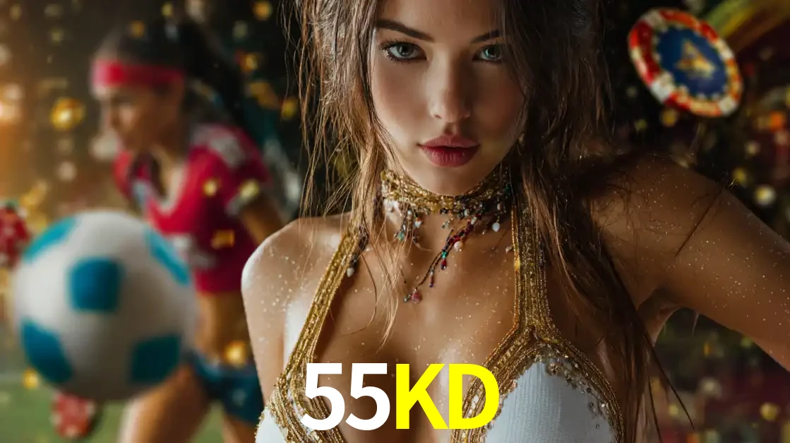 Mulher elegante representando a combinação de glamour e emoção das apostas esportivas, com uma jogadora de futebol ao fundo, destacando a ação no 55KD.